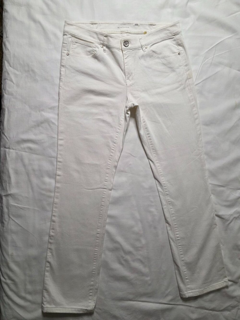 "Elie Tahari Womens White Stretch Denim Pants Size 10 US 10 Straight Leg E223X20